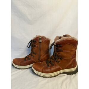 Santana Canada Brown Leather Faux Shearling Winter Snow Boots Women’s 10